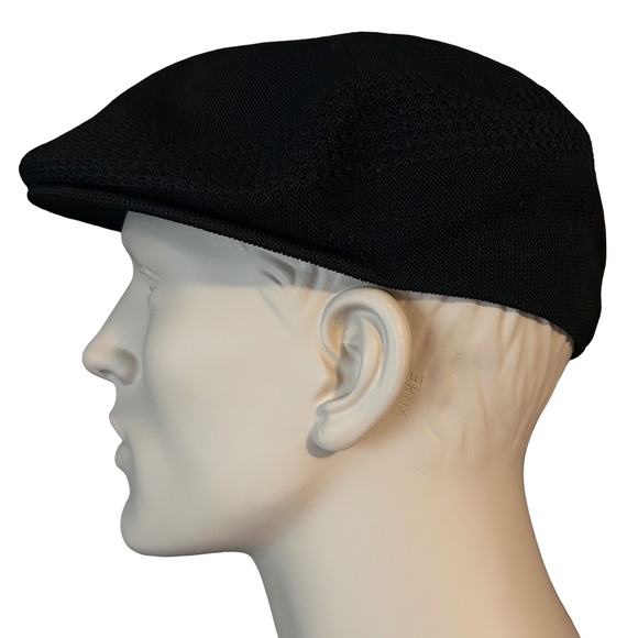 KANGOL Flat Cap Newsboy Hat Tropic 504 Ventair Black Born British Unisex NWOT - Picture 1 of 14